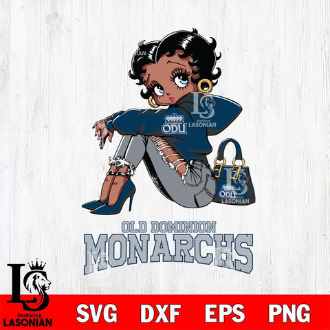 Old Dominion Monarchs Betty Boop Black Fan Girl Svg Eps Dxf Png File, Digital Download, Instant Download