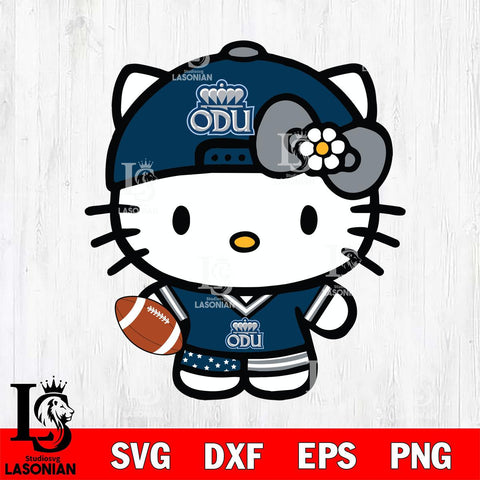 Old Dominion Monarchs Cute Hello Kitty Football 10 Svg Eps Dxf Png File, NCAA svg, Digital Download, Instant Download