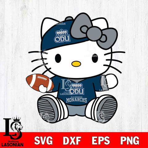 Old Dominion Monarchs Cute Hello Kitty Football 11 Svg Eps Dxf Png File, NCAA svg, Digital Download, Instant Download