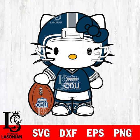 Old Dominion Monarchs Cute Hello Kitty Football 3 Svg Eps Dxf Png File, NCAA svg, Digital Download, Instant Download