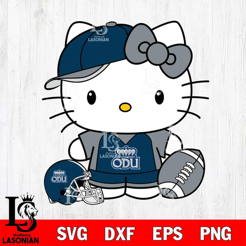 Old Dominion Monarchs Cute Hello Kitty Football 4 Svg Eps Dxf Png File, NCAA svg, Digital Download, Instant Download