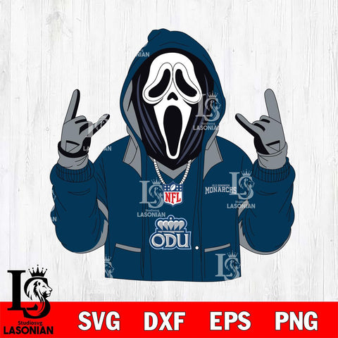 Old Dominion Monarchs Ghostface Scream Football Halloween Svg Eps Dxf Png File, NCAA svg, Digital Download, Instant Download