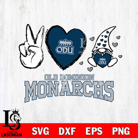 Old Dominion Monarchs Gnomes Peace & Love Svg Eps Dxf Png File, Digital Download, Instant Download