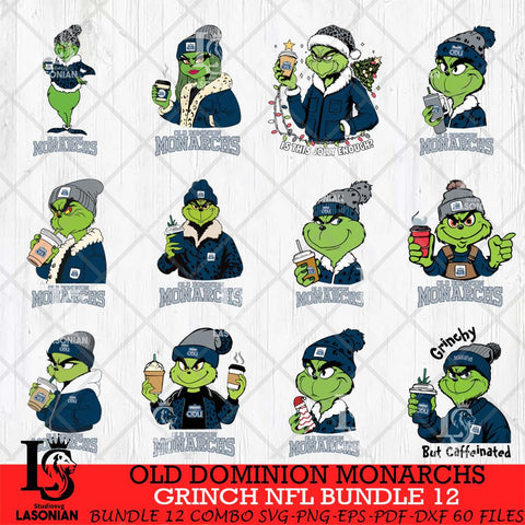 Old Dominion Monarchs Grinch NCAA Bundle 12 SVG Eps Dxf Png File, Digital Download, Instant Download