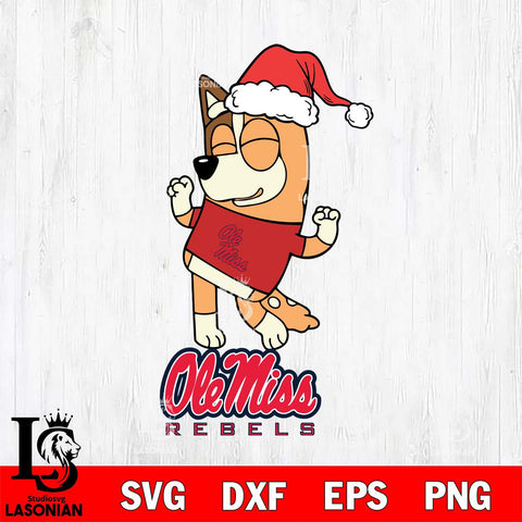 Ole Miss Rebels Bluey Chilli Happy Christmas Svg Eps Dxf Png File, Digital Download