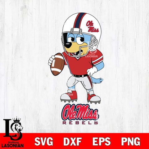 Ole Miss Rebels Bluey rugby Svg Eps Dxf Png File, Digital Download ,Instant Download, Cricut File