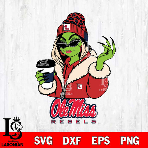 Ole Miss Rebels Boujee Grinch Girls Christmas Cut Files Cricut, Svg Dxf Eps Png file, Digital download , Silhouette