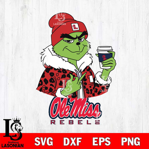 Ole Miss Rebels Boujee Grinch Leopard Christmas Cut Files Cricut, Svg Dxf Eps Png file, Digital download , Silhouette