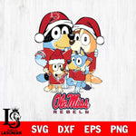 Ole Miss Rebels Christmas Bluey Family Sport Cut Files,Bluey Cricut,Christmas Svg , Bluey svg , Digital Download, dxf eps png pdf file