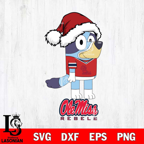 Ole Miss Rebels Christmas Bluey Hat Cut Files,Bluey Cricut,Christmas Svg , Bluey svg , Digital Download, dxf eps png pdf file