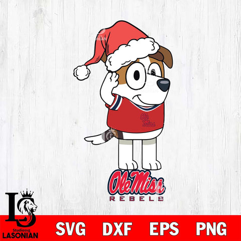 Ole Miss Rebels Christmas Bluey Jack Sport Cut Files,Bluey Cricut,Christmas Svg , Bluey svg , Digital Download, dxf eps png pdf file