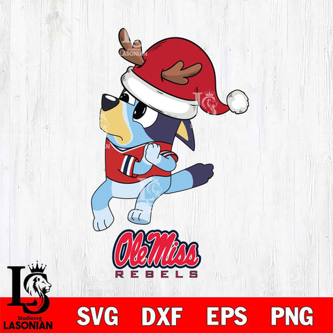 Ole Miss Rebels Christmas Bluey Santa Claus Cut Files,Bluey Cricut,Christmas Svg , Bluey svg , Digital Download, dxf eps png pdf file