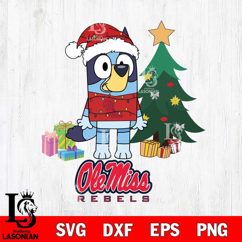 Ole Miss Rebels Christmas Bluey Tree Sport Cut Files,Bluey Cricut,Christmas Svg , Bluey svg , Digital Download, dxf eps png pdf file