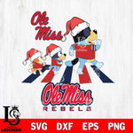 Ole Miss Rebels Christmas Family Bluey Walking Cut Files,Bluey Cricut,Christmas Svg , Bluey svg , Digital Download, dxf eps png pdf file