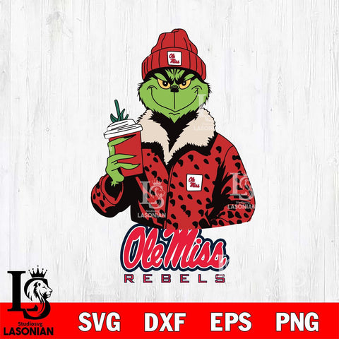 Ole Miss Rebels Grinch Christmas Cut Files Cricut, Svg Dxf Eps Png file, Digital download , Silhouette