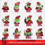 Ole Miss Rebels Grinch Christmas NCAA Bundle 12 Svg Eps Dxf Png File,Cricut files, Digital Download, Instant Download