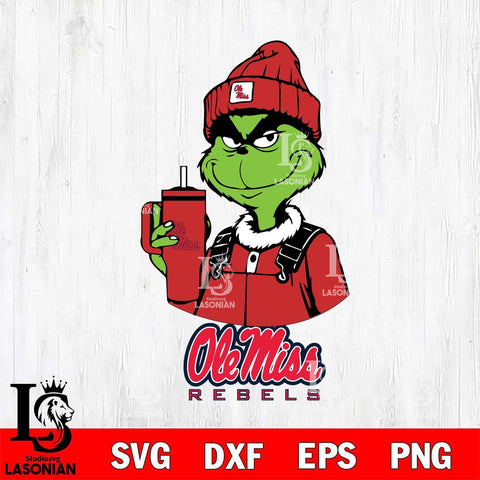 Ole Miss Rebels Grinch Football Christmas Cut Files Cricut, Svg Dxf Eps Png file, Digital download , Silhouette