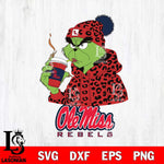 Ole Miss Rebels Grinch Leopard Christmas Cut Files Cricut, Svg Dxf Eps Png file, Digital download , Silhouette