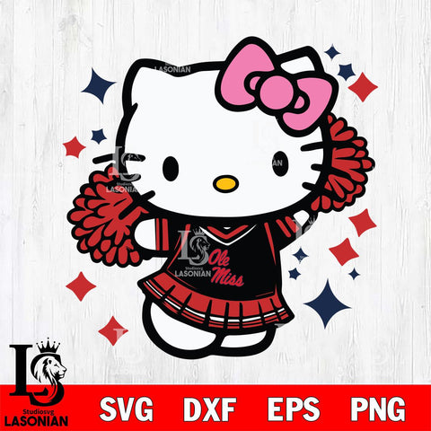 Ole Miss Rebels Hello Kitty Cheerleader 4 Svg Eps Dxf Png File, Digital Download, Instant Download