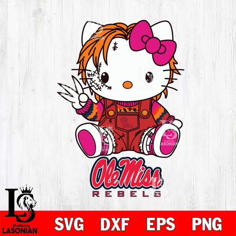 Ole Miss Rebels Hello Kitty Horror Svg Eps Dxf Png File, Digital Download