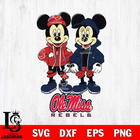 Ole Miss Rebels Mickey Minnie Mouse Football Svg Eps Dxf Png File, NCAA svg , File Cut , Digital Download , Instant Download, Cut Svg Files