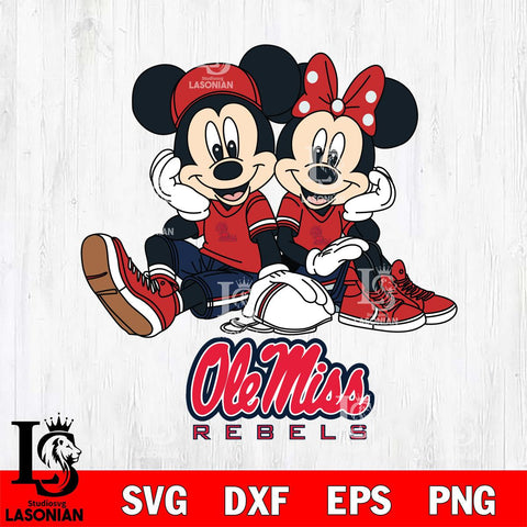 Ole Miss Rebels Mickey Minnie Mouse Football Sit Svg Eps Dxf Png File, NCAA svg , File Cut , Digital Download , Instant Download, Cut Svg Files