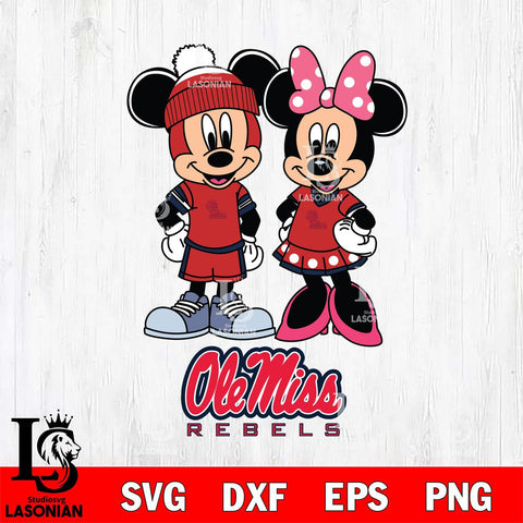 Ole Miss Rebels Mickey Minnie Mouse Pink Svg Eps Dxf Png File, NCAA svg , File Cut , Digital Download , Instant Download, Cut Svg Files