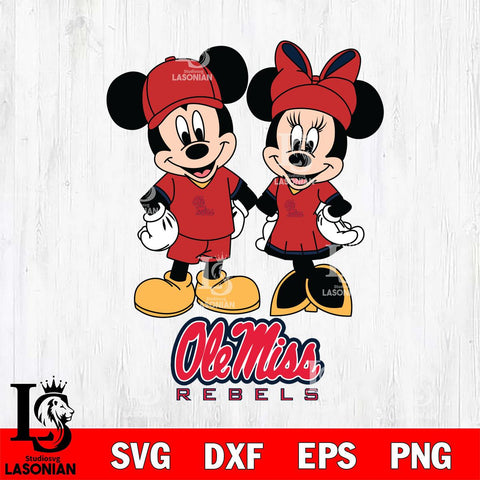 Ole Miss Rebels Mickey Minnie Rugby Svg Eps Dxf Png File, NCAA svg , File Cut , Digital Download , Instant Download, Cut Svg Files