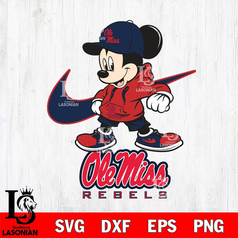 Ole Miss Rebels Mickey Mouse NIKE, Svg Eps Dxf Png File, Digital Download