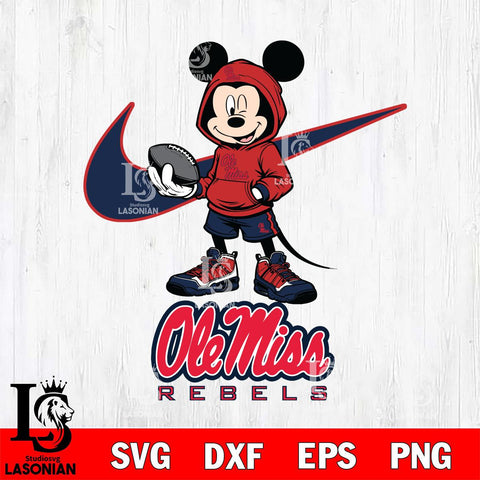 Ole Miss Rebels Mikey Mouse Disney NIKE, Svg Eps Dxf Png File, Digital Download