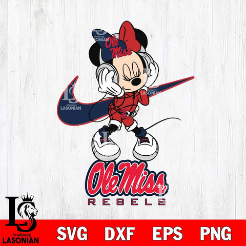 Ole Miss Rebels Minnie Mouse Dancing NIKE, Svg Eps Dxf Png File, Digital Download