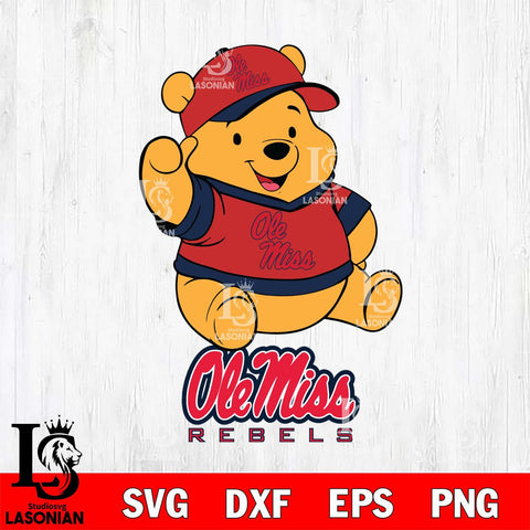 Ole Miss Rebels Pooh Bear Disney, Svg Eps Dxf Png File, Digital Download