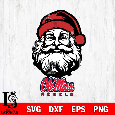 Ole Miss Rebels Santa Claus Christmas Svg dxf eps png pdf file,NCAA svg,Digital Download,Cricut file