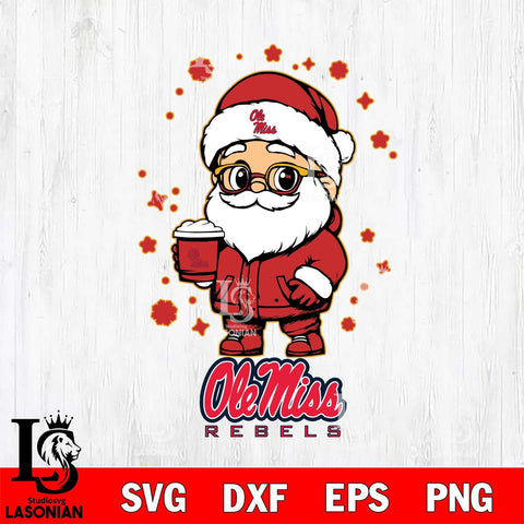 Ole Miss Rebels Santa Claus Coffe Svg dxf eps png pdf file,NCAA svg,Digital Download,Cricut file