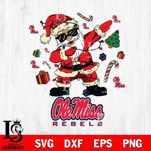 Ole Miss Rebels Santa Claus Football Svg dxf eps png pdf file,NCAA svg,Digital Download,Cricut file