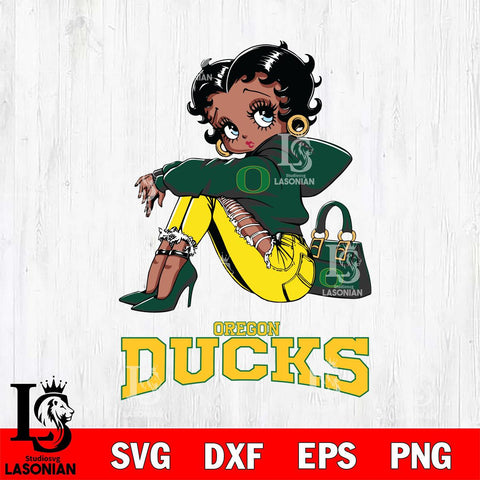 Oregon Ducks Betty Boop Black Fan Girl Svg Eps Dxf Png File, Digital Download, Instant Download