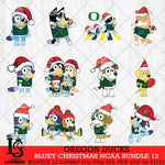 Oregon Ducks Bluey Christmas NCAA Bundle 12 SVG Eps Dxf Png File, Digital Download, Instant Download