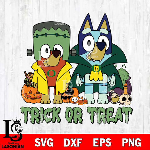 Oregon Ducks Bluey Halloween Trick or Treat Svg Eps Dxf Png File, Digital Download, Instant Download