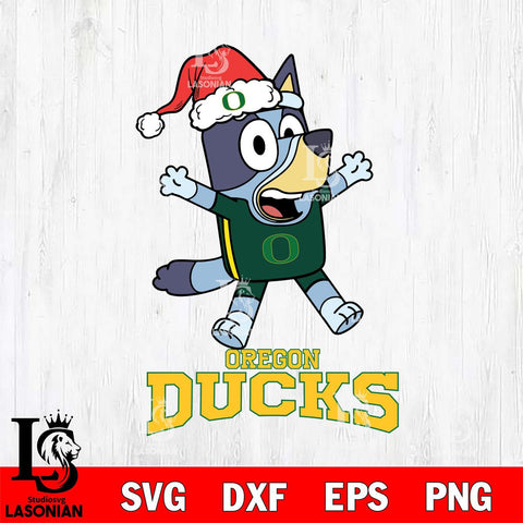 Oregon Ducks Bluey Happy Christmas Svg Eps Dxf Png File, Digital Download