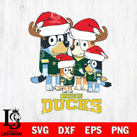 Oregon Ducks Christmas Bluey Santa Family Cut Files,Bluey Cricut,Christmas Svg , Bluey svg , Digital Download, dxf eps png pdf file