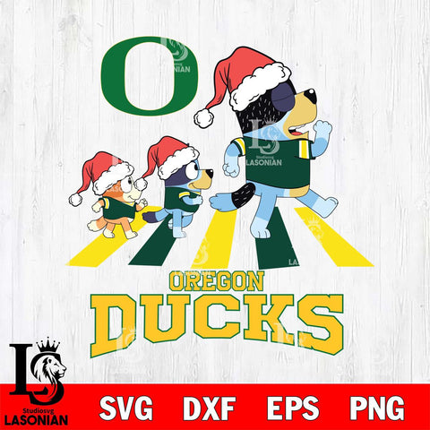 Oregon Ducks Christmas Family Bluey Walking Cut Files,Bluey Cricut,Christmas Svg , Bluey svg , Digital Download, dxf eps png pdf file