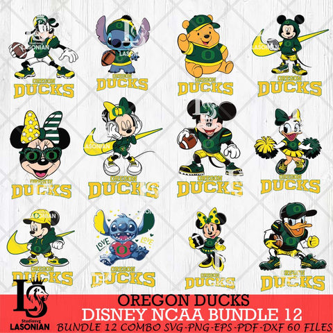 Oregon Ducks Disney NCAA Bundle Svg PNG 12 Svg Eps Dxf Png File, Digital Download