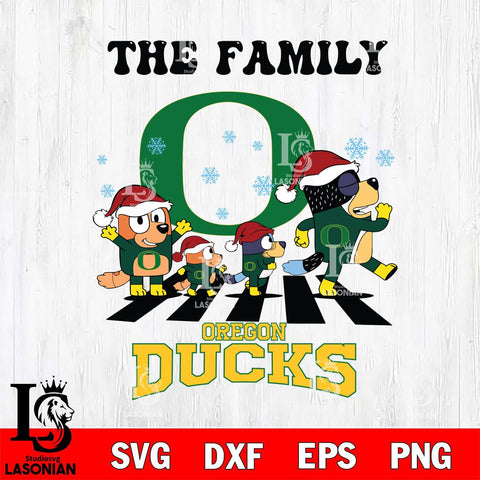 Oregon Ducks Family Bluey Christmas Svg Eps Dxf Png File, Digital Download