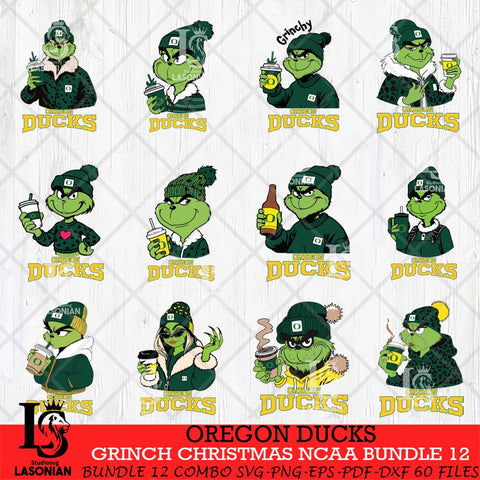 Oregon Ducks Grinch Christmas NCAA Bundle 12 Svg Eps Dxf Png File,Cricut files, Digital Download, Instant Download