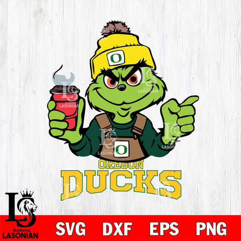 Oregon Ducks Grinch with coffee Svg Eps Dxf Png File, Digital Download, Instant Download