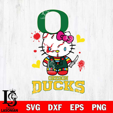 Oregon Ducks Hello Kitty Horror 2 Svg Eps Dxf Png File, Digital Download