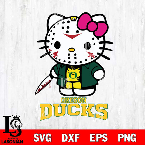 Oregon Ducks Hello Kitty Horror 3 Svg Eps Dxf Png File, Digital Download