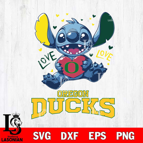 Oregon Ducks Love Stitch, Svg Eps Dxf Png File, Digital Download