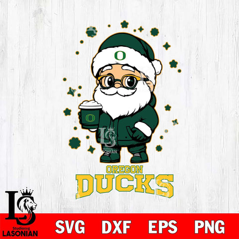 Oregon Ducks Santa Claus Coffe Svg dxf eps png pdf file,NCAA svg,Digital Download,Cricut file