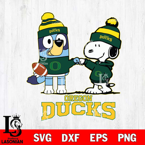 Oregon Ducks Snoopy & Bluey Football Svg Eps Dxf Png File,NCAA Svg Files,Chill Guy svg ,Digital Download ,Instant Download, Cricut File